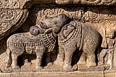 The great Chola temples of Tamil Nadu - The Airavatesvara temple of Darasuram. Detail of the balustrade of the  N-E corner of the prakara-wall. 